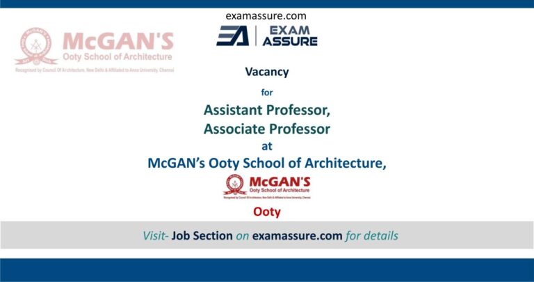 Faculty Recruitment at McGAN’s Ooty School of Architecture, Ooty