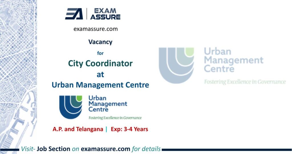 Vacancy for City Coordinator at Urban Management Centre (UMC)