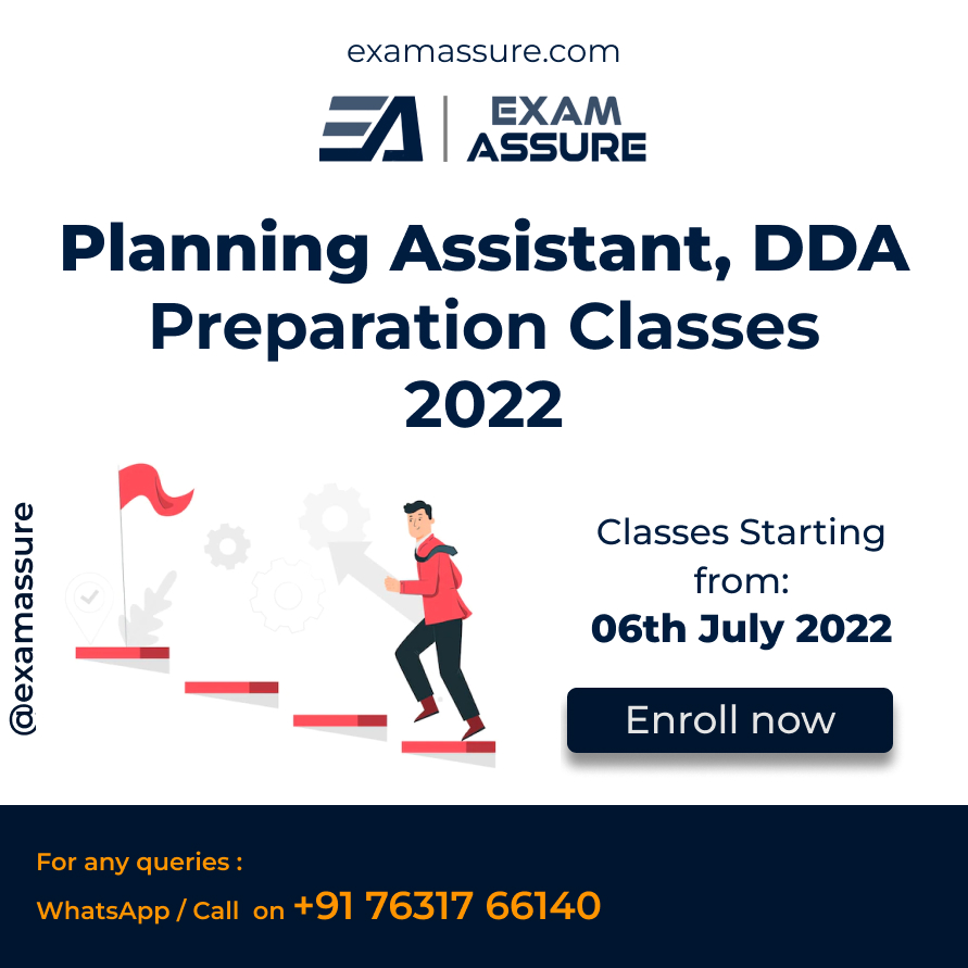 DDA Planning Assistant Exam 2022 Preparation Classes | Delhi Development Authority (DDA)  | Exam Assure Classes
