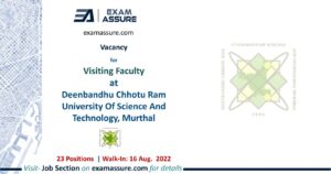 23 Visiting Faculty Positions at Deenbandhu Chhotu Ram University Of Science And Technology, Murthal