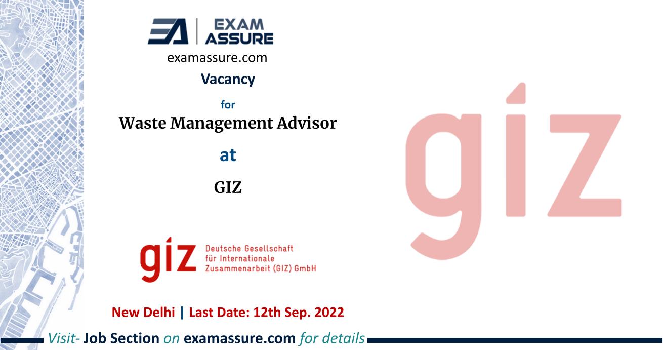 Vacancy for Waste Management Advisor at GIZ
