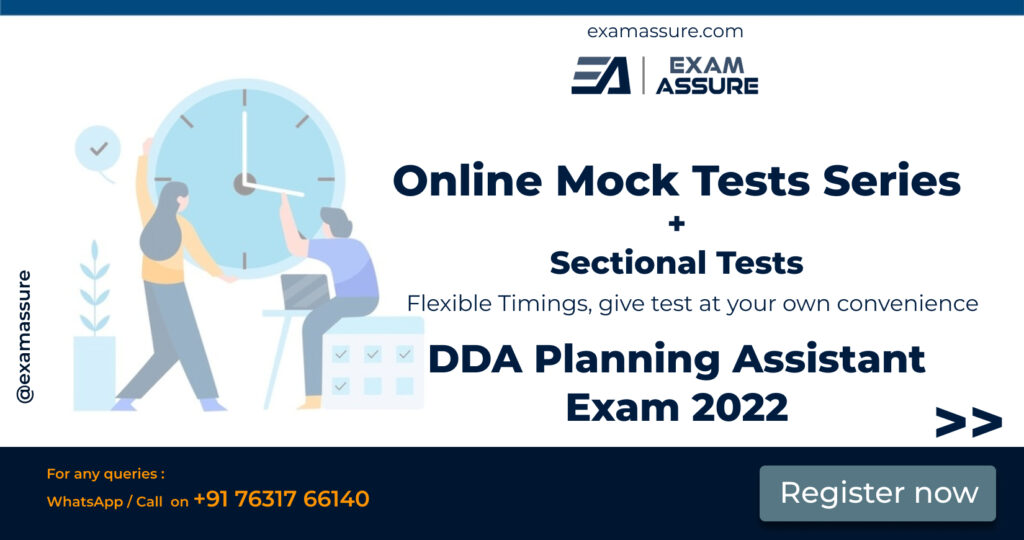Online Mock Test Series for DDA Planning Assistant Exam 2022 + Sectional Tests