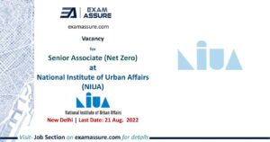 Vacancy for Senior Associate (Net Zero) at National Institute of Urban Affairs (NIUA), New Delhi