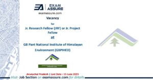 Vacancy for Jr. Research Fellow (JRF) or Jr. Project Fellow (JPF) at GB Pant National Institute of Himalayan Environment (GBPIHED) | Arunachal Pradesh (Last Date: 15 June 2023)