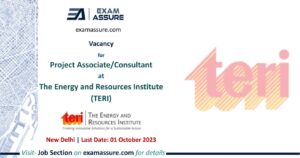 Vacancy for Project Associate/Consultant at The Energy and Resources Institute (TERI) | (Last Date: 01 October 2023)