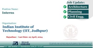 Vacancy for Interns at Indian Institute of Technology (IIT, Jodhpur) | Rajasthan | PAID INTERNSHIP (Last Date:  29 April 2024)