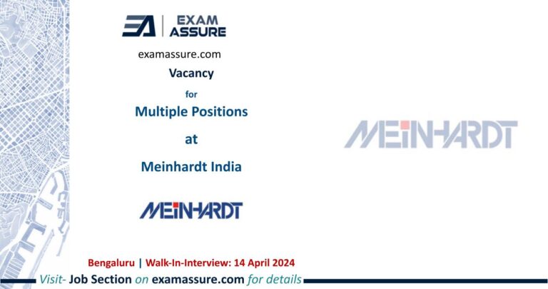 Vacancy for Multiple Positions at Meinhardt India | Bengaluru (Walk-In-Interview: 14 April 2024)