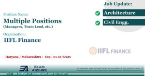 Vacancy for Multiple Positions (Managers, Team Lead, etc.) at IIFL Finance | Haryana / Maharashtra (Exp.: 01-10 Years)
