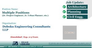 Vacancy for Multiple Positions (Jr. Project Engineer, Jr. Urban Planner, etc.) at Doboku Engineering Consultants LLP | Ahmedabad, Gujarat (Exp.: 0-3 Years)