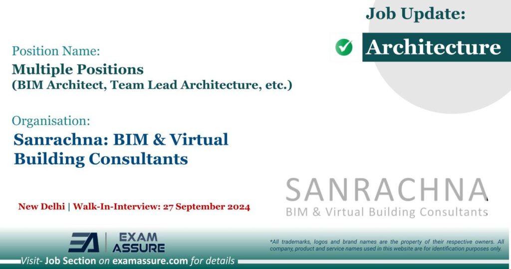 Vacancy for Multiple Positions (BIM Architect, Team Lead Architecture