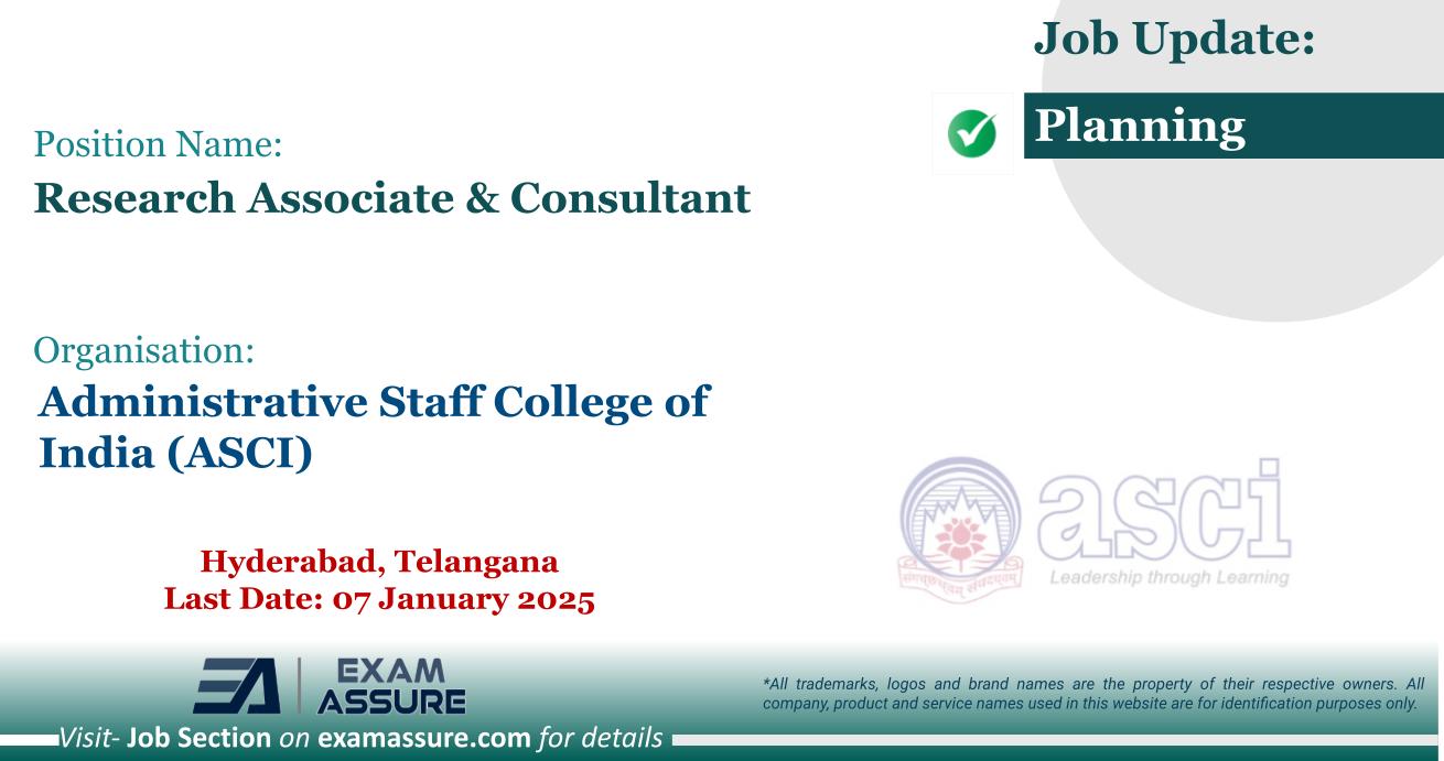 Vacancy for Research Associate & Consultant at Administrative Staff