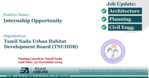 Internship Opportunity at Tamil Nadu Urban Habitat Development Board (TNUHDB) | Posting Location: Tamil Nadu (Last Date: 30 November 2025)