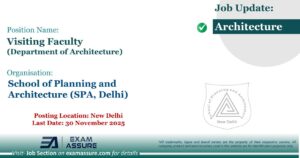 Vacancy for Visiting Faculty (Department of Architecture) at School of Planning and Architecture (SPA, Delhi) | Posting Location: New Delhi (Last Date: 30 November 2025)