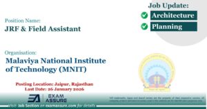 Vacancy for JRF & Field Assistant at Malaviya National Institute of Technology (MNIT) | Posting Location: Jaipur, Rajasthan (Last Date: 26 January 2026)